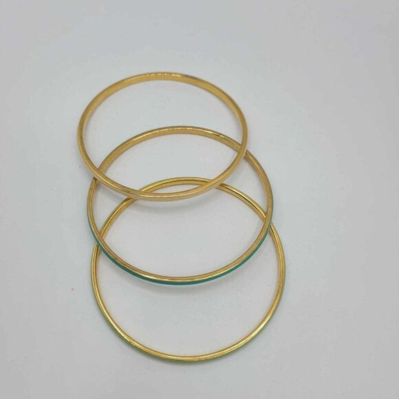 J Crew Set of 3 Thin Enamel Bangle Bracelets 2 Blue 1 white/off white - Picture 3 of 7
